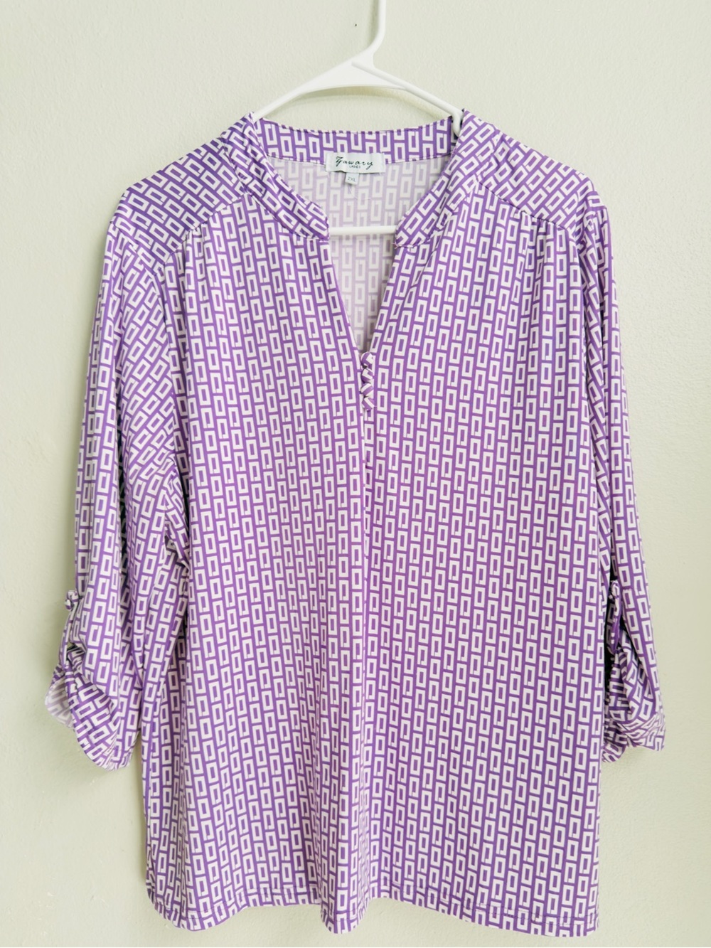 Zawary Women Purple Geometric Blouse • Plus Size 2XL • Casual Chic